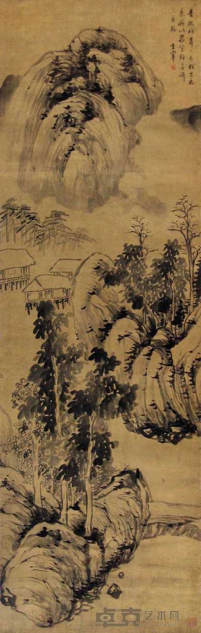 董其昌（款） 山水 立轴 110×34cm